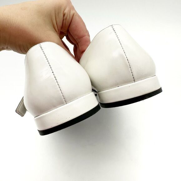 PRADA Mary Jane Cap Pointed Toe Ballet Flats Size 37 US 6.5 White Black Pink - Picture 6 of 10
